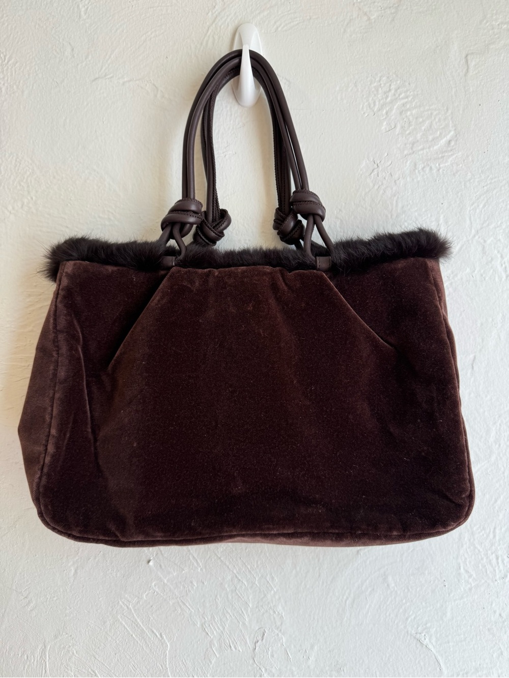 Vintage Hype Fur Lined Handbag Purse in Chocolate Brown Y2K Whimsygoth